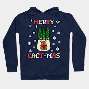 Merry Cact Mas - Eves Pin Cacti In Christmas Bear Pot Hoodie